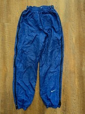 Vtg Y2K Nike Ankle Full Zip Leg Track Pants Windbreaker Lined Blue Mens Small