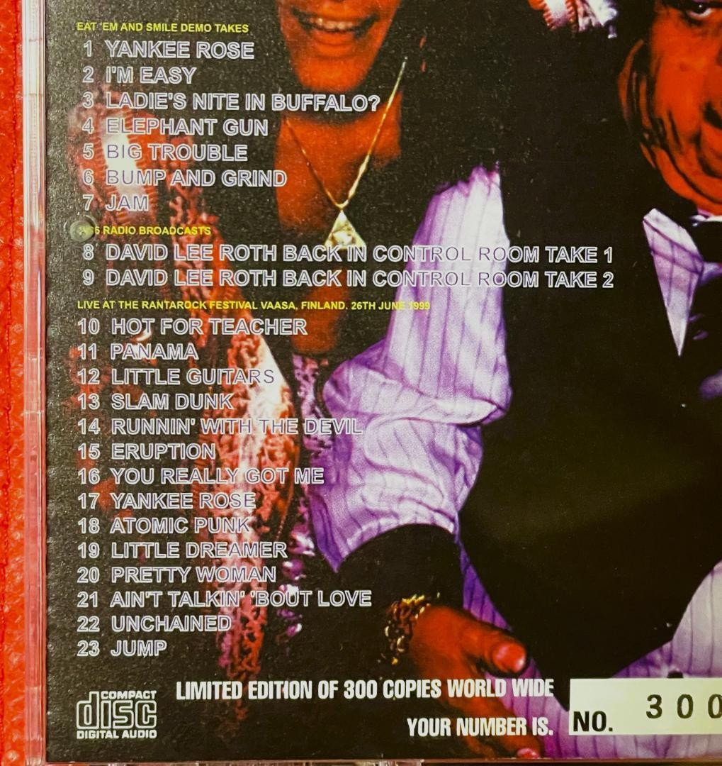 David Lee Roth Eat 'Em and Smile Outtake CD Near Mint Outtakes Live 1999