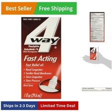 4Way Fast Acting Nasal Spray for Adults and Children 12 , Sinus Congestion Re...