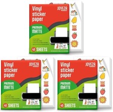 Printable Vinyl Sticker Paper for Inkjet Printer - 40 Sheets Matte White