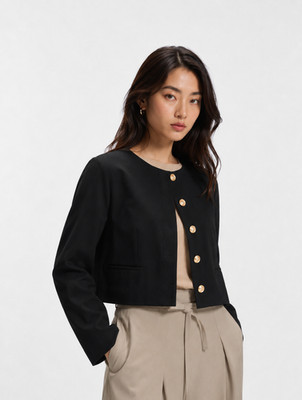 J Crew Italy By Mario Bellucci Women's Size 12 Black Cropped Gold Buttons Jacket