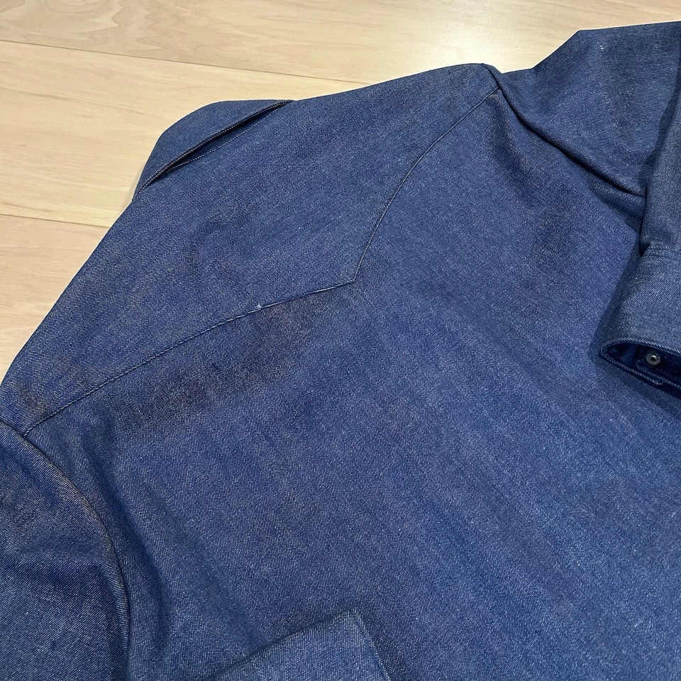 Vintage LEE Pearl Snap Denim Shirt Long Sleeve 70s Men's 16-1/2 - 35 - Image 4 of 4