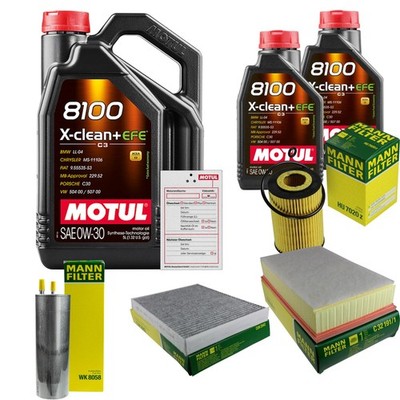 MANN Inspektionspaket 7L MOTUL 8100 X-CLEAN + EFE 0W-30 für VW Multivan VI 2.0