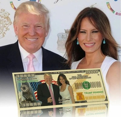 100 Trillion Dollars Trump and Melania Gold Foil with Bag and Certificate