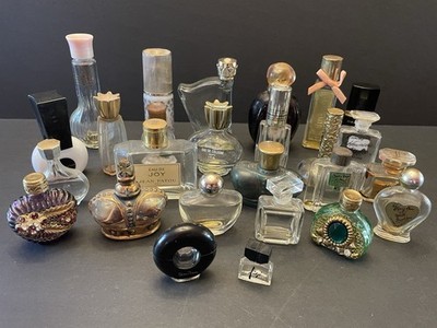 LOT 26 Vintage Mini Perfume Empty Glass Bottles Unique Vanity Display Props