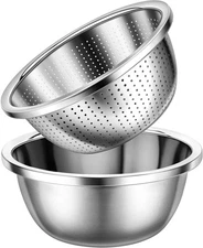 Stainless Steel Colander 3-qt w/Bowl, Dishwasher Safe (2PC)
