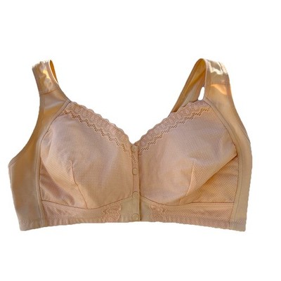 Size 3XL Front Snap Breathable Bra By Moona, Senior Beige Full Coverage NWT