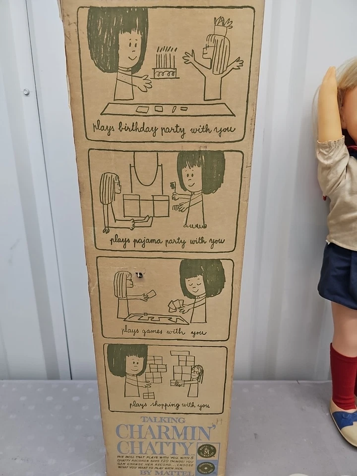 Muñeca parlante Charmin Chartty 1962 Mattel con caja y discos de colección Foto 3 de 4