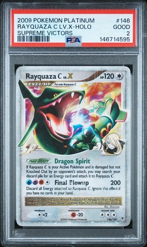 2009 POKEMON PLATINUM SUPREME VICTORS #146 RAYQUAZA C LV.X-HOLO PSA 2