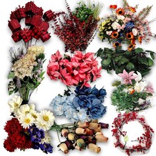  VIDEO Bulk Lot of Approx. 150 Artificial Flowers Decor Bridal Holiday Craft