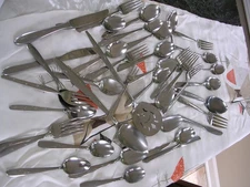 #Q Vintage 40 PCS MIXED BRANDS Stainless flatware MCM ATOMIC  Stars MAR-CREST++