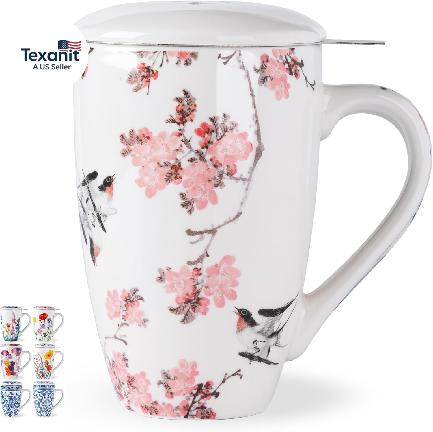 Porcelain Tea Mug with Infuser and Lid 18Oz