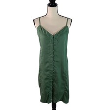 Vince Camuto Green Button Down Sleeveless Spaghetti Straps Dress, Large