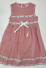 Vintage Youngland Gingham Dress w/Ladybug Trim, Girl 6 years, EUC