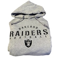 VTG Logo Athletic 90s NFL Oakland Raiders Hoodie Sweatshirt Large Embroidered