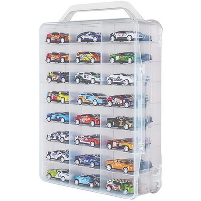 Portable Double-Sided Storage Case - 48 Compartments for Toy Cars & Models