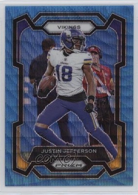 2023 Panini Prizm Blue Wave Prizm 37/199 Justin Jefferson #195 kq9
