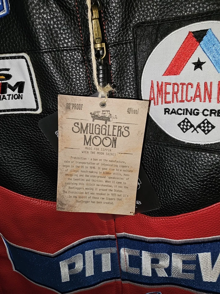 Chaqueta de moto de cuero Smugglers Moon para hombre talla pequeña Foto 4 de 4