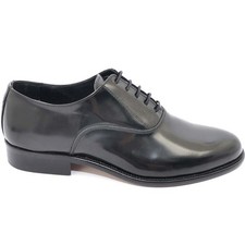 Scarpe uomo francesina nera pelle lucida fondo cuoio antiscivolo nero stringhe g
