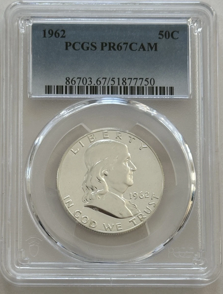 PCGS Certified PR 67 Graded 1962 Franklin Half Dollars (1948-1963