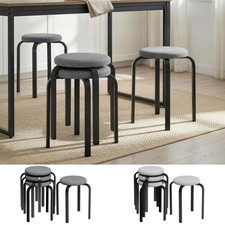 Stackable Stools Modern Cushioned Round Stools Set of 4