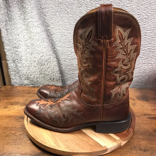 Tony Lama Western Boots Mens 10D Brown Embroidery Inlay Leather Cowboy Rodeo - Picture 7 of 15