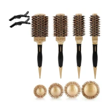 Round Brush Set for Blow Drying Professional Women's Hair Styling Brushes - T