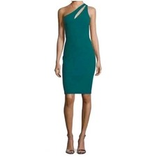 Likely Allison One Shoulder Cocktail Dress 6 Veridian Green Cutout Minimalist