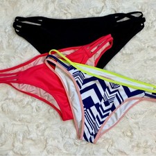 Victoria's Secret The Strappy Cheeky Bikini Bottoms Swim Set of 3 Size Medium