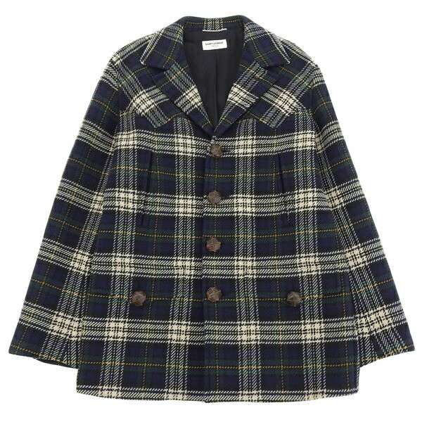 Giacca Saint Laurent Eddy lana check uomo verde navy taglia 46 usata