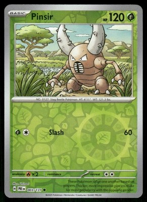 Pinsir 003/131 Prismatic Evolutions Pokemon Reverse Holo Near Mint
