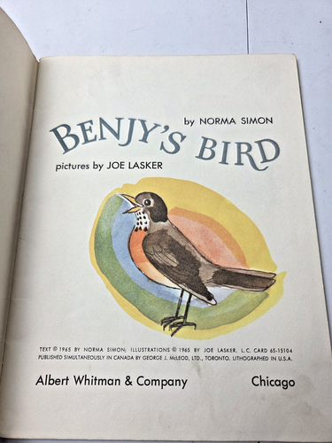 Benjy's Bird, Norma Simon Vintage 1965 Hardcover Children's Book Chicago Art - Picture 3 of 3