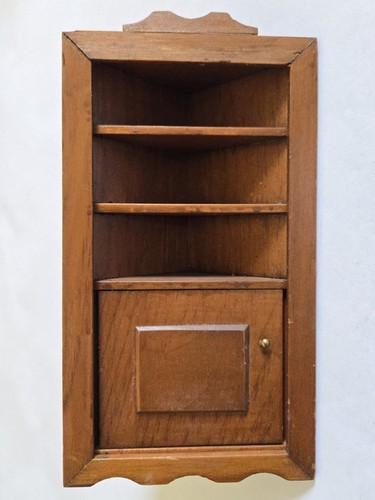VINTAGE DOLL HOUSE ACCESSORY LOT #16 WOODEN CORNER KITCHEN CABINET SHELF DRAWER