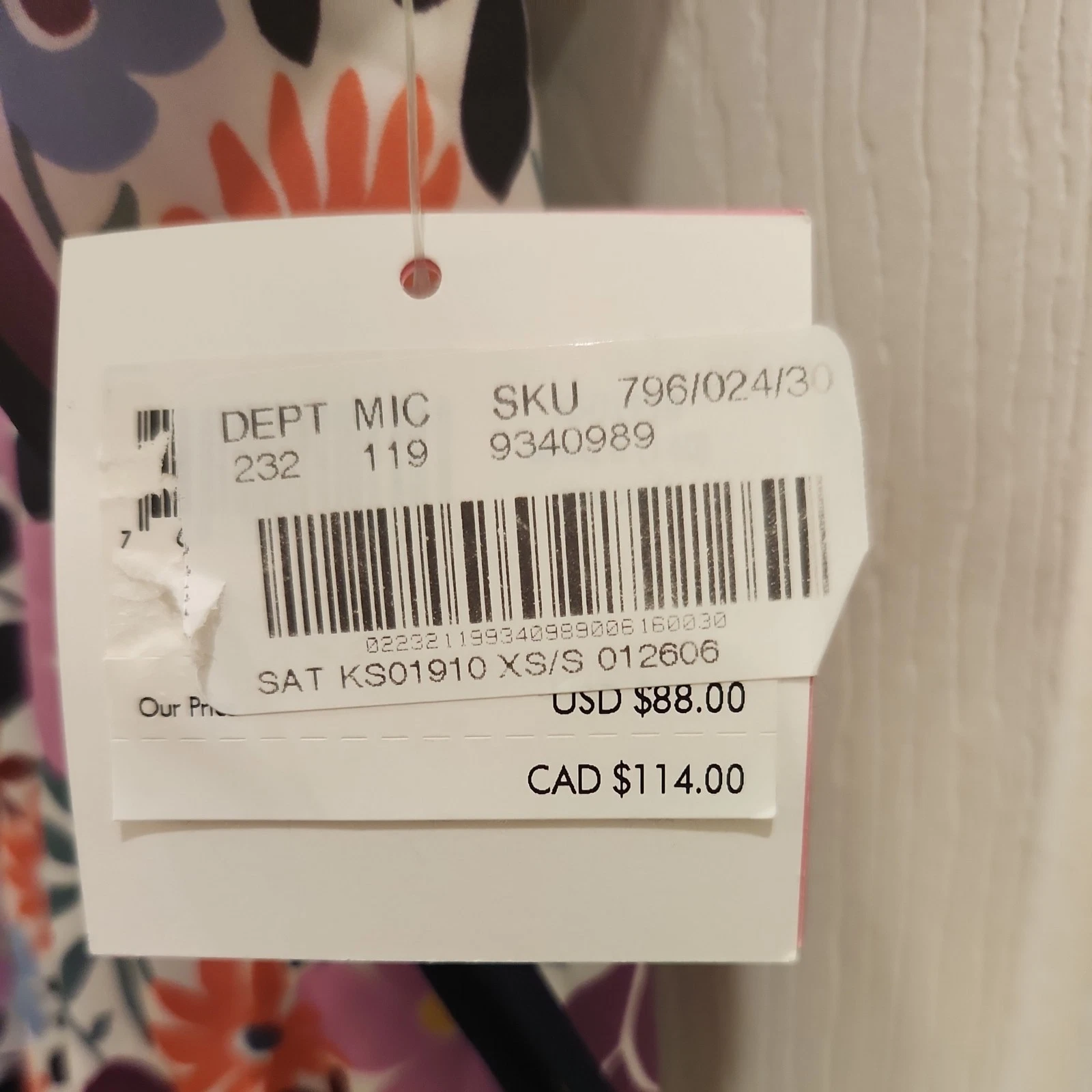 Pigiama donna Kate Spade caftano taglia S floreale spiaggia piscina spa copricostume