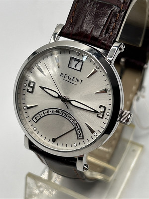 Regent Herren Uhr  Metall Quarz Armbanduhr  silber