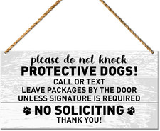 Dog Warning Sign - No Soliciting Home  Yard Decor for Front Door