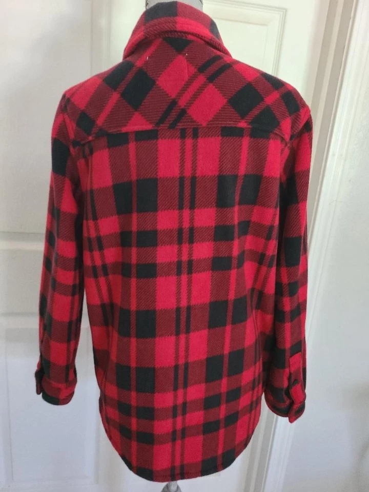 Boston Traders Men Jacket M Plaid Flannel Shacket Fleece Lined Black Red winter - Image 2 of 4