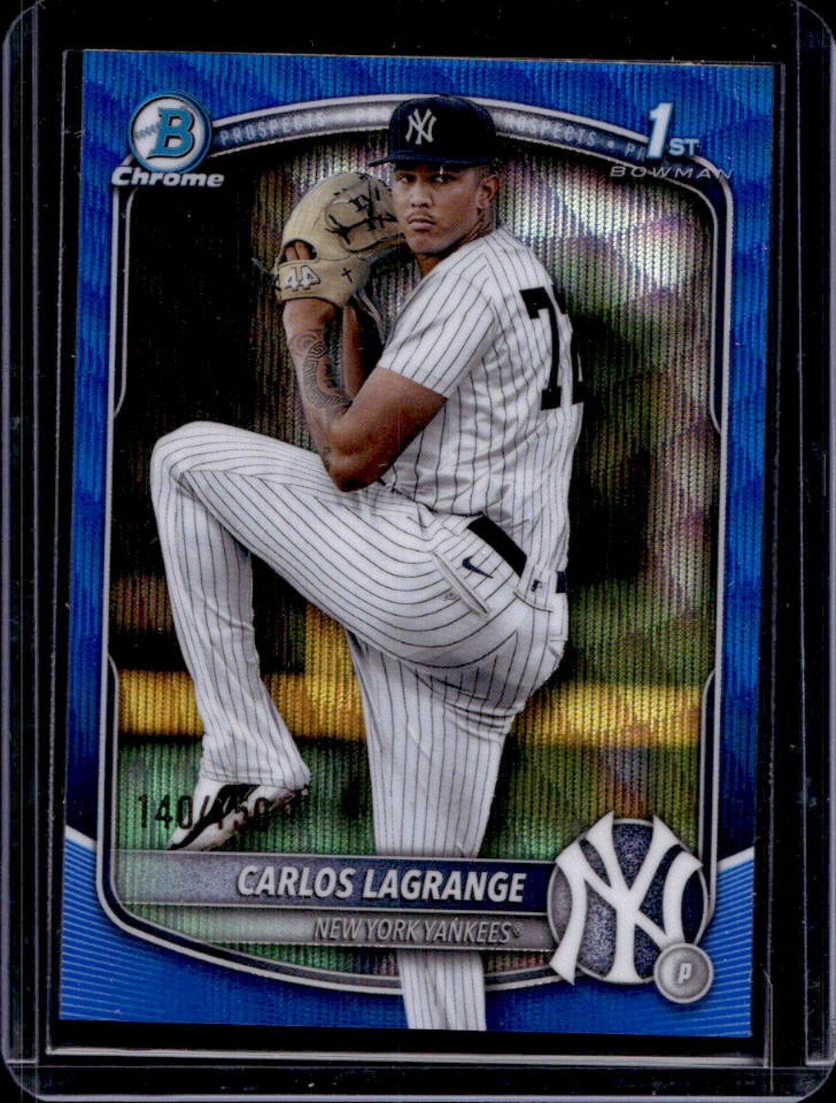 2025 Bowman Chrome Carlos Lagrange Blue Wave Refractor 1st #/150 Yankees