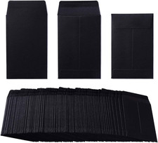 100 Pack Black Small Coin Envelopes, 2.25 3.5 Inch Self-Adhesive, Kraft