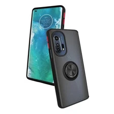 For Moto Edge Plus 5G 2022 Ring Case Magnetic Stand Clear Back +Tempered Glass