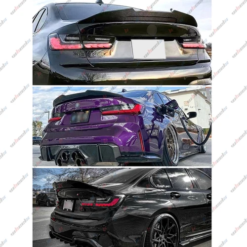 REAL CARBON FIBER PSM HIGHKICK TRUNK SPOILER WING FOR 19-25 BMW G20 330i G80 M3