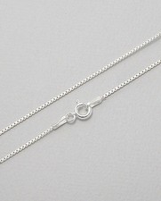 Solid Sterling Silver 14" Short Box Chain 1mm thick Italian 636 