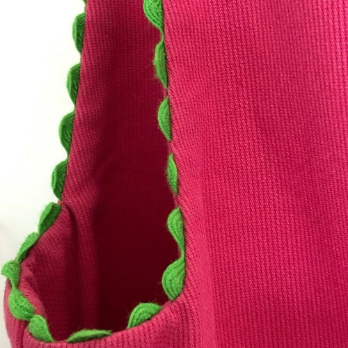 Vive La Fete Dress Pink Corduroy Hula Sleeveless Ties in Back Ric Rac Trim Sz 12 - Picture 10 of 23