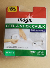 Magic Peel  Stick Caulk Tub  Wall WHITE 1-5/8" x 11' Bathtub Shower Water Seal