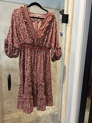 Max Studio V-neck Empire Waist Dress, Size XL Balloon Peasant Midi Maxi Red | eBay Max Studio V-neck Empire Waist Dress, Size XL Balloon Peasant Midi Maxi Red | eBay
