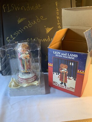 NOS Vintage Mary Engelbreit Lion and Lamb Christmas Peace on Earth Resin Figure