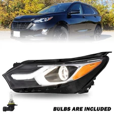 For 2018-2020 Chevy Equinox Black Factory Halogen Driver Side Headlight w/Bulbs