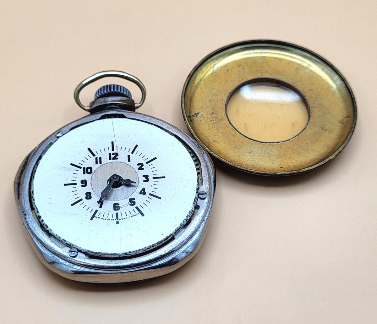 Vintage New Haven Wind-Up Manual Pocket Watch Made In Brantford