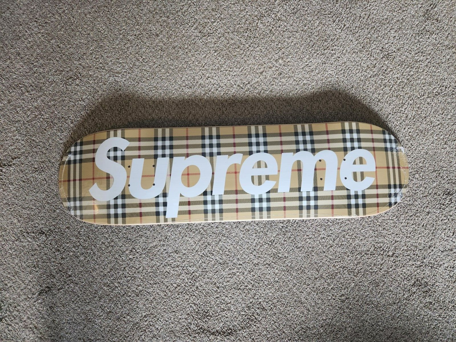 SS22 Supreme Burberry Skateboard Skate Deck Plaid Brown Beige Sealed Free  Ship