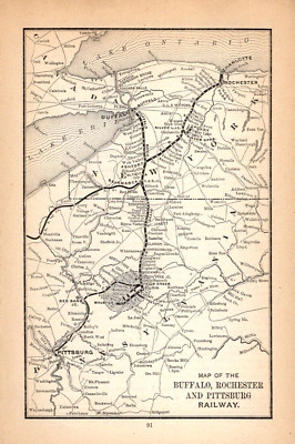 1892 Buffalo Rochester and Pittsburg Railway Map  Vintage  Railroad Map   1341